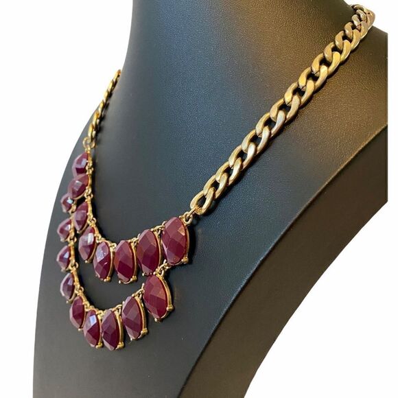 Deep Purple Double Tiered Large Link Statement Necklace. All stones intact - Picture 3 of 6